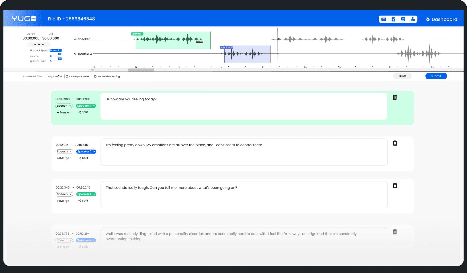 Speech-to-Text Transcription